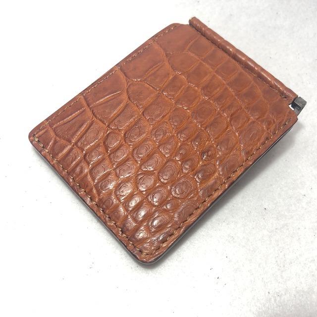 オープニング 大放出セール シャムクロコダイル マネークリップ ワニ革 ライトブラウン キャメル 財布 Savannah Osc Com