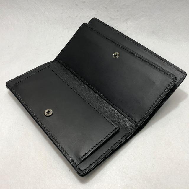 253 アリゲーターレザー長財布 ワニ革 本革　ネイビー/ブラック（ベース）エキゾチックレザーの画像