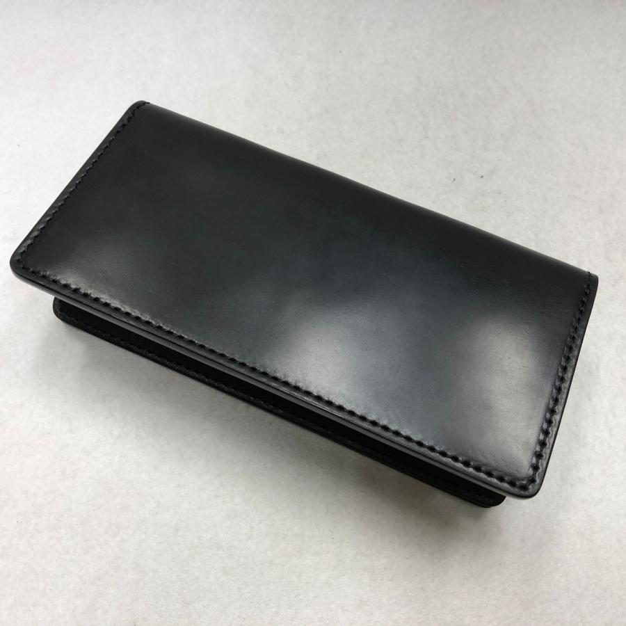 コードバン Cordovan ブラック 長財布 ブラックベース（内牛革）ロング 