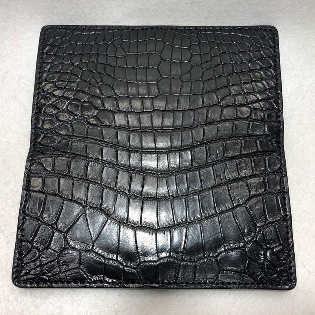 173 スモールクロコダイル長財布1 肚クロコ顎下 半艶ブラックの画像