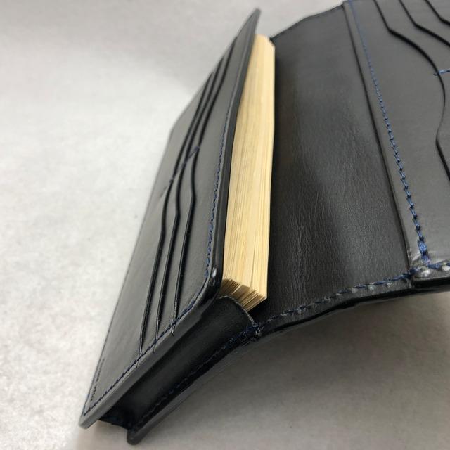 69 藍染め スモールクロコダイルレザー 長財布 通しマチ 札入れ 札束入れ 肚クロコ  ボディー 鰐革 ワニ革 ポロサス クロコダイル 本藍染めの画像