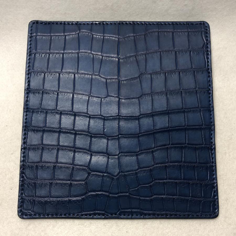 86-01 藍染めスモールクロコダイルレザー 長財布 肚クロコ1 ブラックベースの画像