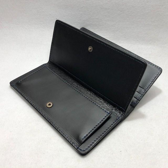 86-01 藍染めスモールクロコダイルレザー 長財布 肚クロコ1 ブラックベースの画像