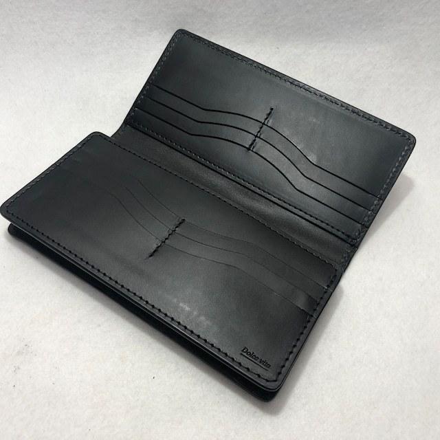 72 クロコダイルレザー長財布 肚クロコ2 通しマチ札入れ半艶ブラックの画像
