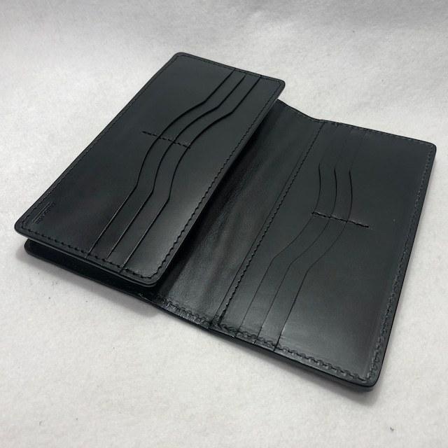 72 クロコダイルレザー長財布 肚クロコ2 通しマチ札入れ半艶ブラックの画像