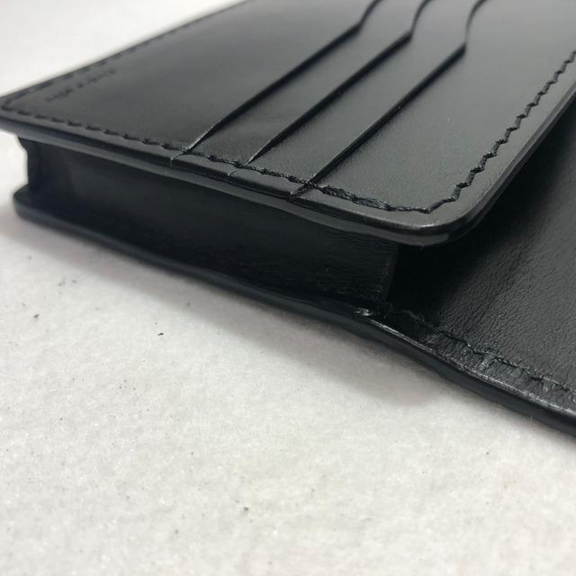 72 クロコダイルレザー長財布 肚クロコ2 通しマチ札入れ半艶ブラックの画像