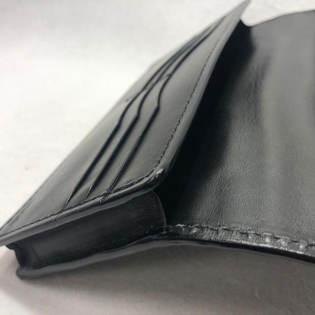 72 クロコダイルレザー長財布 肚クロコ2 通しマチ札入れ半艶ブラックの画像