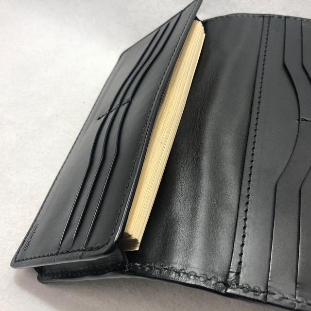 72 クロコダイルレザー長財布 肚クロコ2 通しマチ札入れ半艶ブラックの画像