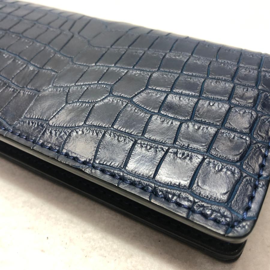 153 RED TAGスモールクロコダイル長財布2 肚クロコ半艶ネイビーの画像