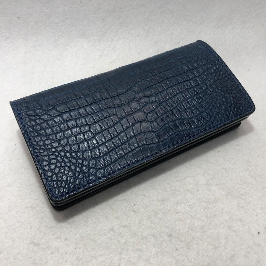 153 RED TAGスモールクロコダイル長財布2 肚クロコ半艶ネイビーの画像