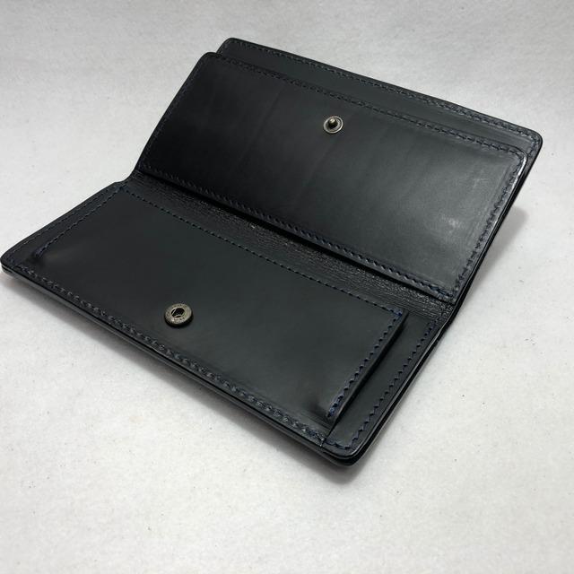 152 スモールクロコダイル長財布1 ネイビー 肚クロコ顎下  鰐革 ポロサス クロコダイルの画像
