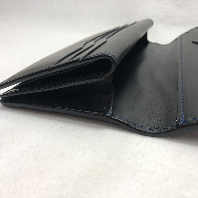 152 スモールクロコダイル長財布1 ネイビー 肚クロコ顎下  鰐革 ポロサス クロコダイルの画像
