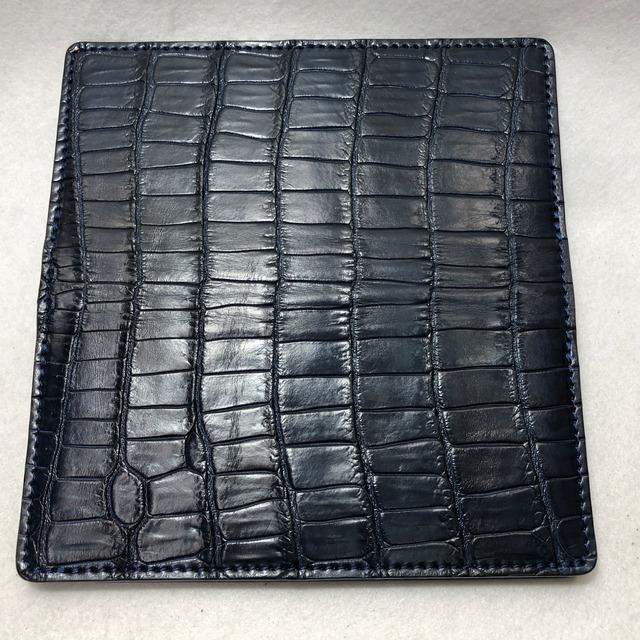 154 スモールクロコダイル長財布 ネイビー 肚クロコ 3 テール  鰐革 ワニ革 ポロサス クロコダイルの画像
