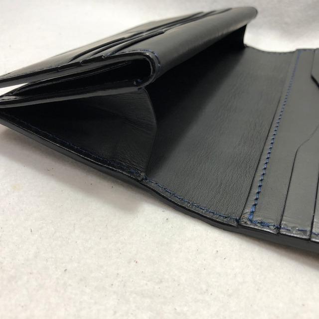 154 スモールクロコダイル長財布 ネイビー 肚クロコ 3 テール  鰐革 ワニ革 ポロサス クロコダイルの画像