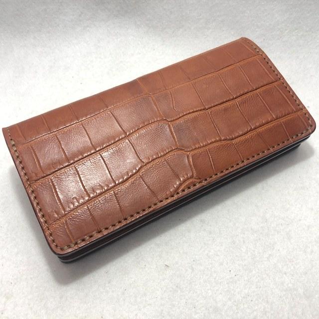195 シャムクロコダイル長財布 （肚クロコダイル ）ライトブラウン鰐革の画像