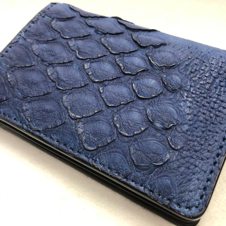 54 藍染め穿山甲(アリクイ ）折り財布 SF サドルマット仕上げの画像