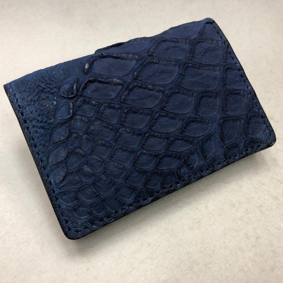 54 藍染め穿山甲(アリクイ ）折り財布 SF サドルマット仕上げの画像