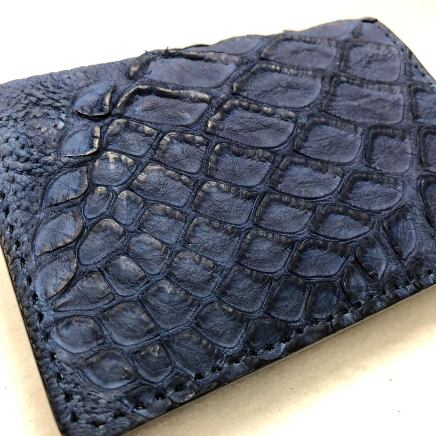 54 藍染め穿山甲(アリクイ ）折り財布 SF サドルマット仕上げの画像
