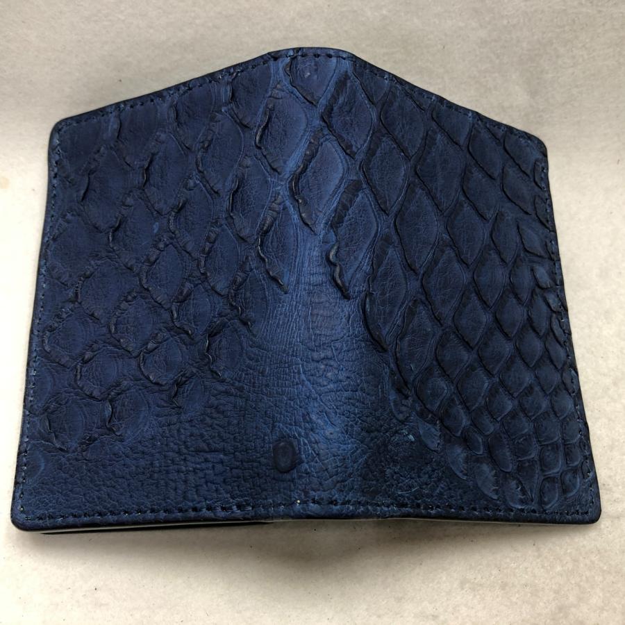 54 藍染め穿山甲(アリクイ ）折り財布 SF サドルマット仕上げの画像