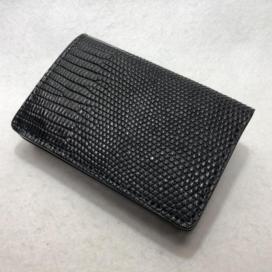 リザード ブラック（リングマークトカゲ）2つ折り財布ミドルサイズ