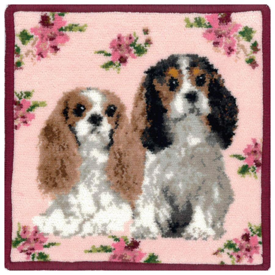 Enjeau（アーンジョー） Flower×Dog シェニール織ハンカチ キャバリア