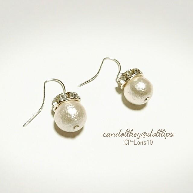 上品なロンデルとコットンパール シルバー☆ピアス＊イヤリング 
