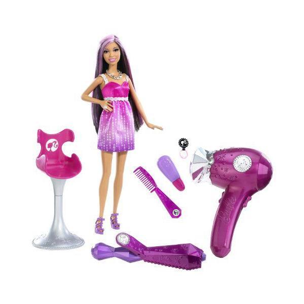 Barbie バービー Loves Glitter Blowdryer African-American Doll ドール 人形 フィギュアの画像
