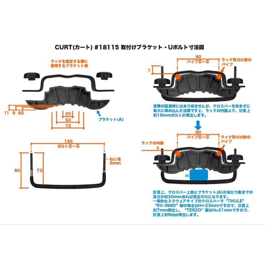 [CURT(カート)正規代理店]ルーフラック/ルーフキャリア クロスバーは丸形・楕円・四角対応 TOYOTA トヨタ プロボックス 160系/18115｜dolonco｜09