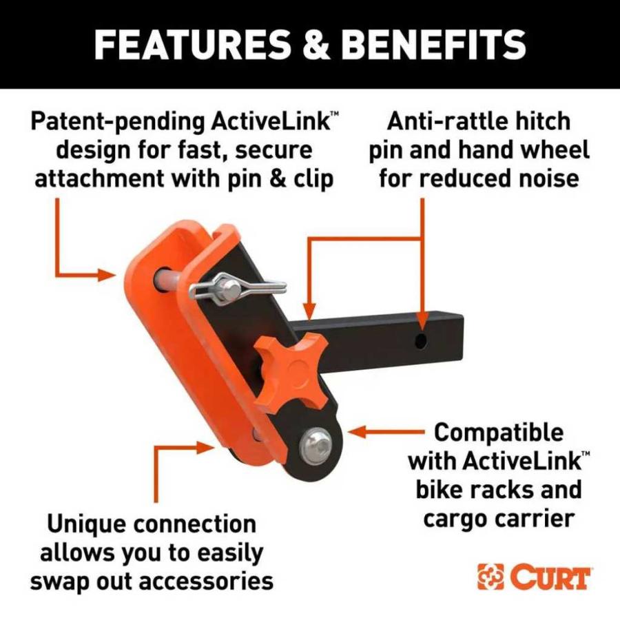 [CURT カート] ActiveLink アクティブシャンク 変換レシーバー 1.25インチ角 1.25インチ角ヒッチレシーバ装着車 / 18401の画像
