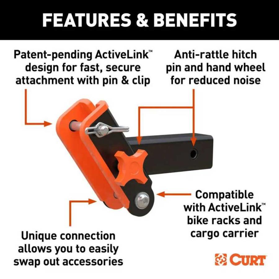 [CURT カート] ActiveLink アクティブシャンク 変換レシーバー 2インチ角 2インチ角ヒッチレシーバ装着車 / 18402の画像