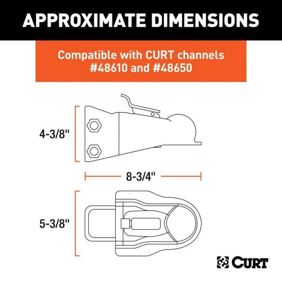 [CURT(カート)正規代理店]イージー ロック付き チャンネルマウント カプラー 2-5/16インチボール 牽引6350kg 汎用/25330の画像