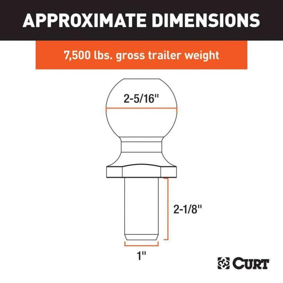 [CURT(カート)正規代理店]ヒッチボール ボール直径 2-5/16インチ（約 58.7mm） 耐荷重 3375kg 汎用/40054の画像