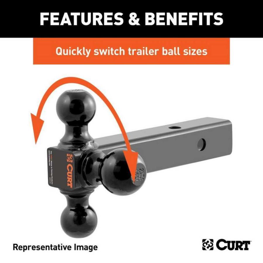 [CURT(カート)正規代理店]マルチボールマウント 2.5インチ角 1-7/8 インチ、2 インチ、2-5/16 インチボール付き 汎用/45651の画像