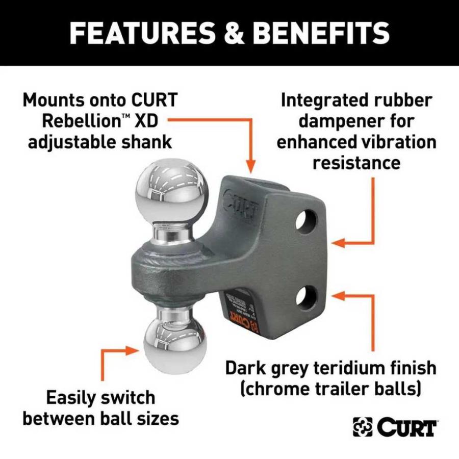 CURT カート] 交換用 Rebellion XD デュアル ヒッチボール 2インチ・2