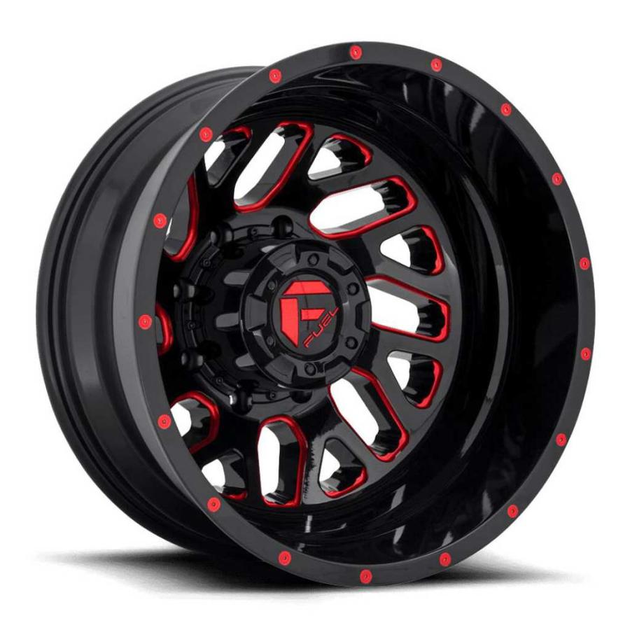 [FUEL OFFROAD 正規品]20インチ アルミホイール 1本 D656 TRITON グロスブラック レッド20×8.25 8H 165.1 105 CB121.5/D65620828Dの画像