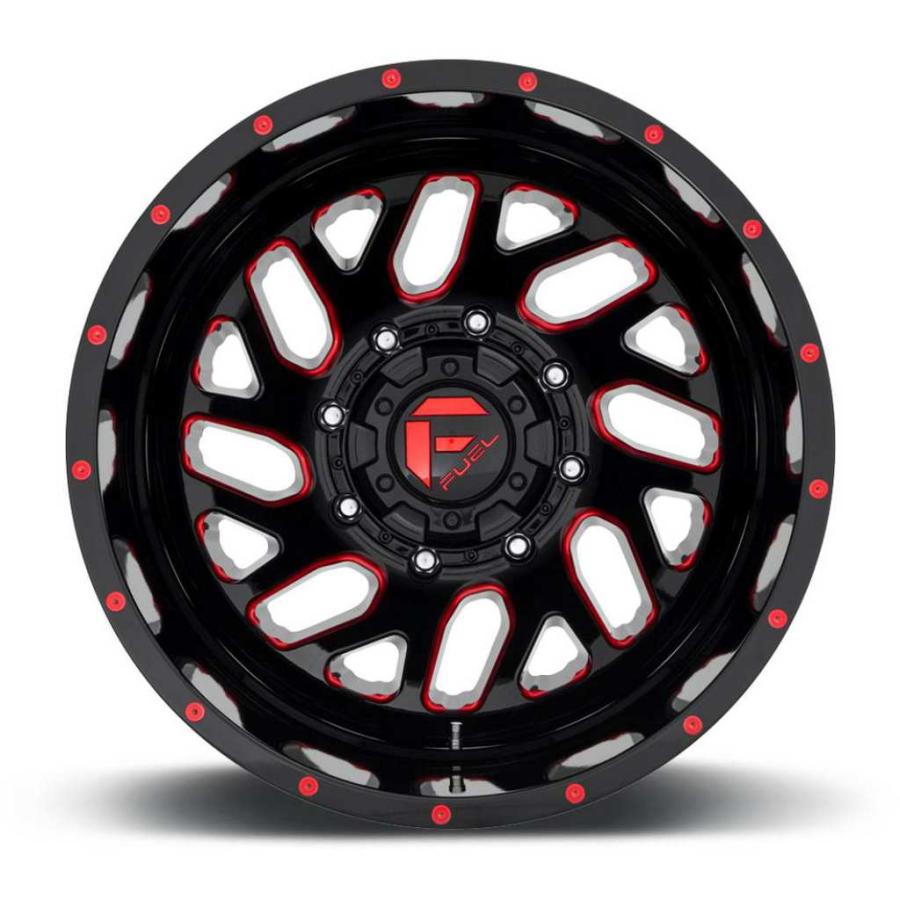[FUEL OFFROAD 正規品]20インチ アルミホイール 1本 D656 TRITON グロスブラック レッド20×8.25 8H 165.1 105 CB121.5/D65620828Dの画像