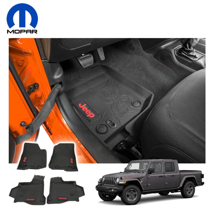 純正 JTグラディエーター 4ドア ラバーフロアマット JEEPロゴ MOPAR純正 ラバーマット JEEPロゴ入 フロアマット 前後 1台分