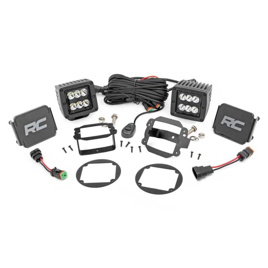 [ROUGH COUNTRY ラフカントリー]2インチキューブ LEDライトキット フォグライトマウントキット付 Jeep ジープ ラングラー JK/70630の画像