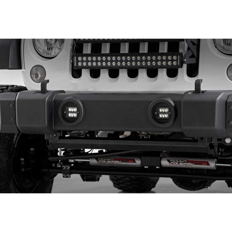 [ROUGH COUNTRY ラフカントリー]2インチキューブ LEDライトキット フォグライトマウントキット付 Jeep ジープ ラングラー JK/70630の画像