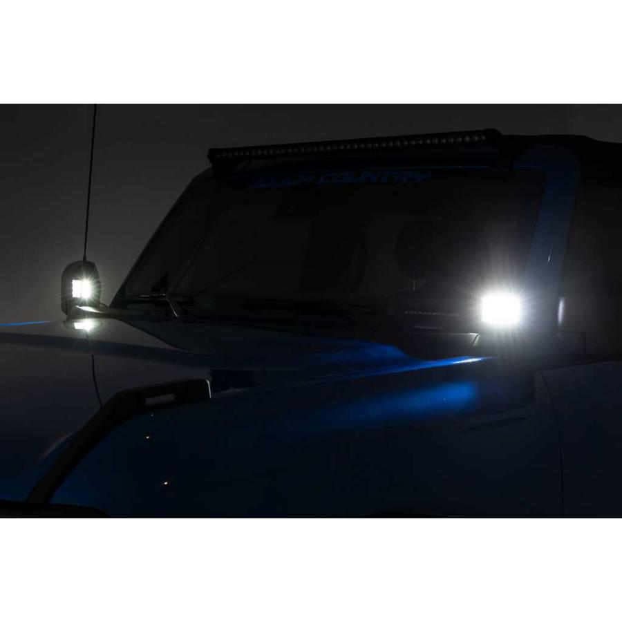 [ROUGH COUNTRY(ラフカントリー)正規品]LEDディッチライトキット/スポットライト 3.5インチラウンド・アンバーDRL フォード ブロンコ/71078の画像