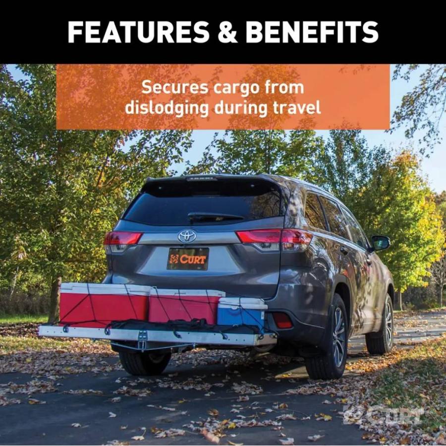 [CURT カート] ヒッチキャリア・カーゴネット 2点セット 2インチ角 内寸:152cm×48cm×6.3cm 2インチ角ヒッチメンバー装着車 | CURT（車） | 09