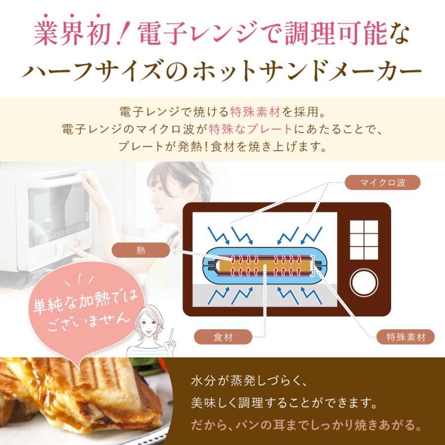【新品・未使用】ハーフホットサンド 3個セット ハーフホットサンドメーカー 電子レンジ対応 ハーフ コンパクト 耳まで