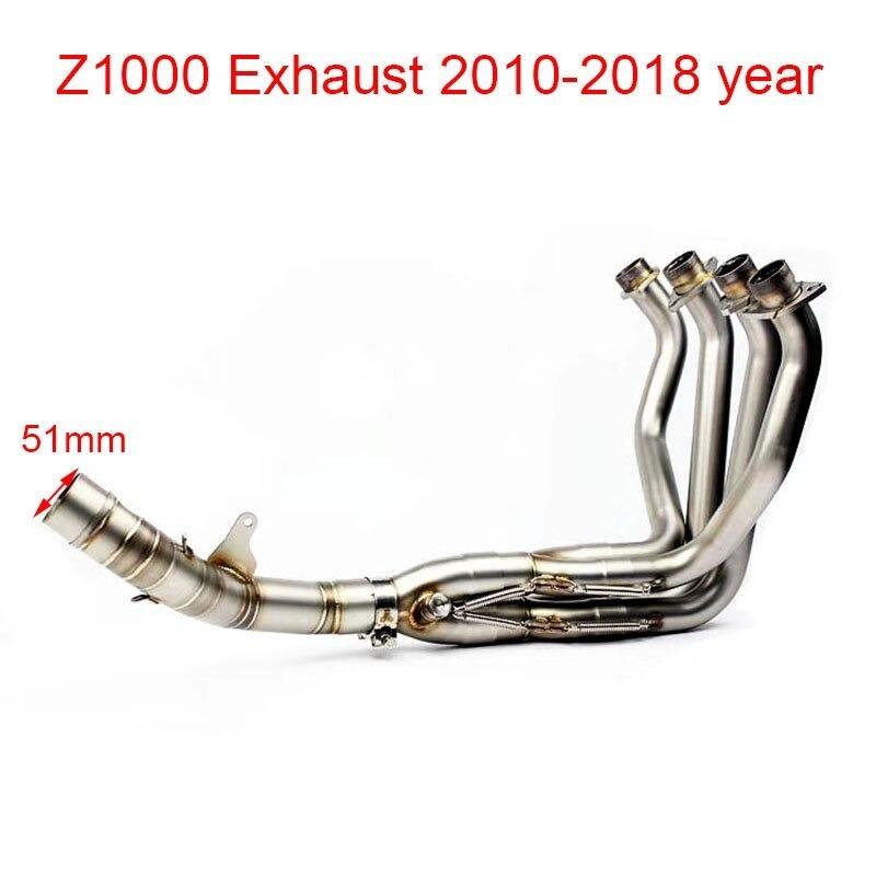 カワサキ Z1000 2010-2018 オートバイの排気マフラーパイプ Stainess 鋼フロントパイプチューブフルシステムチタン色 10 -18