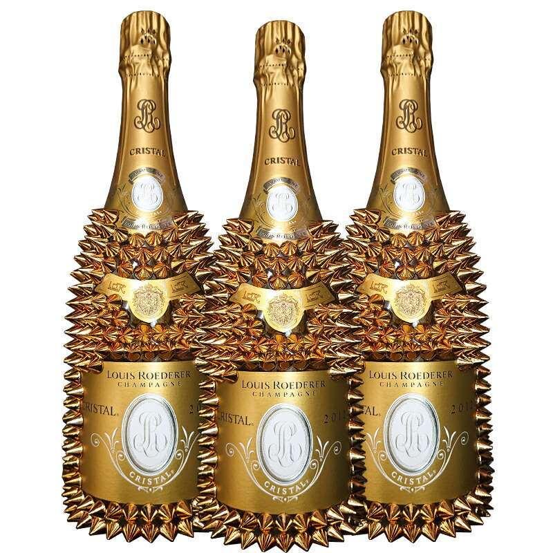ルイ ロデレール ブリュット クリスタル デコレーションボトル 750ml×3本 ［フランス シャンパン セレブ ギフト オリジナル トゲマンド 贈り物］