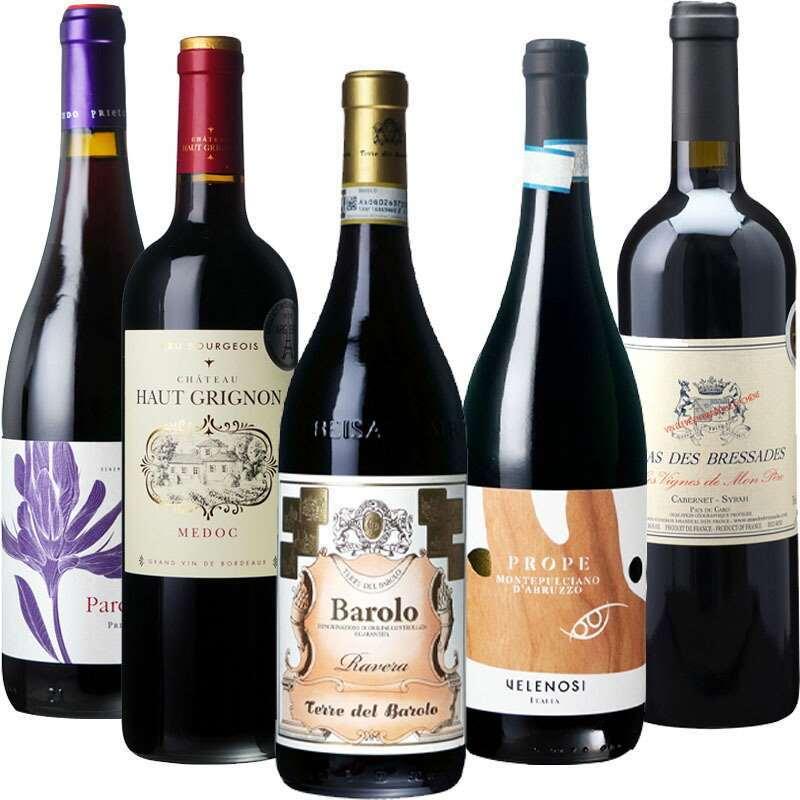 送料無料 ソムリエ 厳選 ワイン 通 におすすめ 赤ワイン 750ml×5本セット ワインセット フランス イタリア スペイン 赤 フルボディ 数量 限定