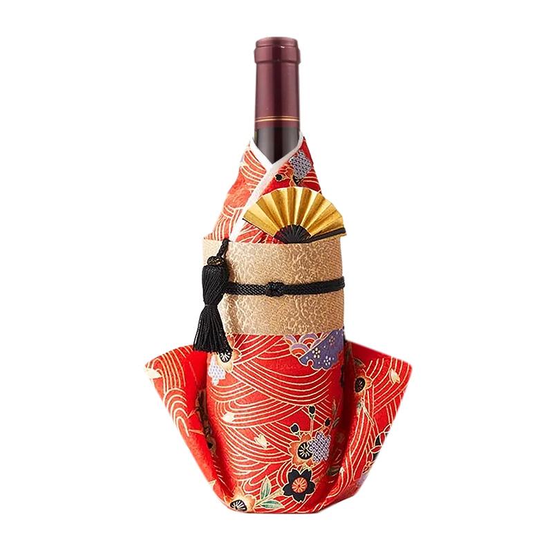 着物ボトルカバー 金彩（赤） (お土産 / 着物 和 和風 ボトルウェア