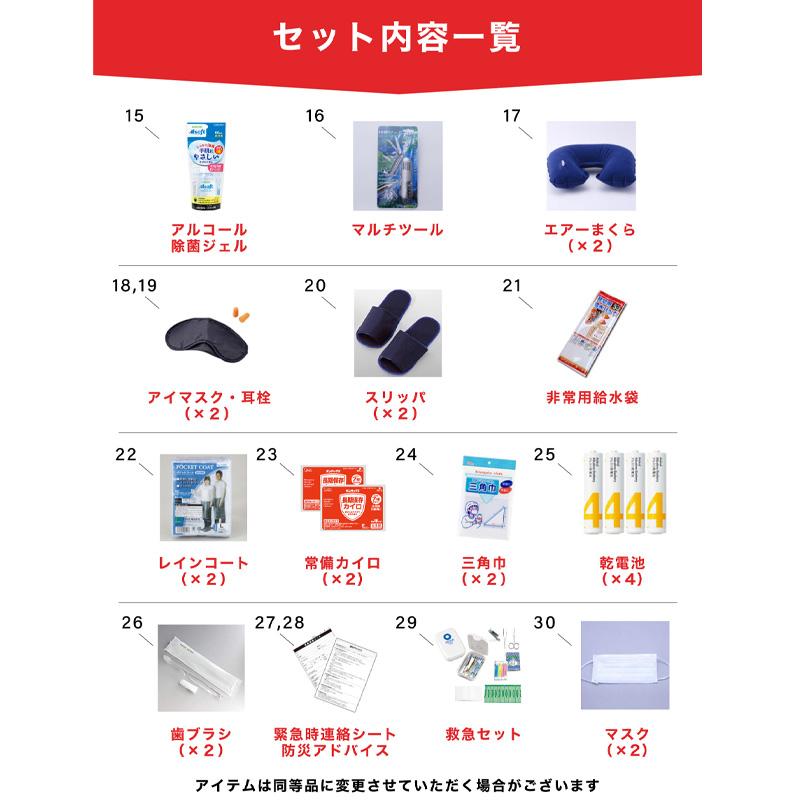 地震 対策 30点 避難 セット plus+ (2人用） ［被災者の声を元に防災士