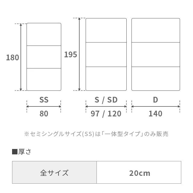 マットレス 超極厚 20cm ウレタンマットレス 一体型 SDサイズ セミダブル 高反発 フラット へたりにくい 洗えるカバー コンパクト収納 圧縮梱包 爆買 | MODERN DECO | 19