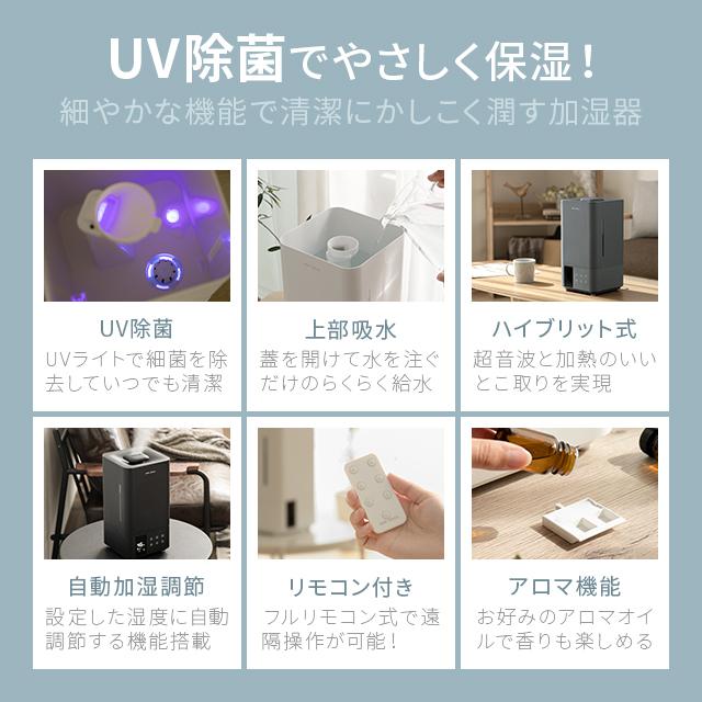 AND・DECO 加湿器 ハイブリッド式 ヒーター機能 大容量 上部給水式