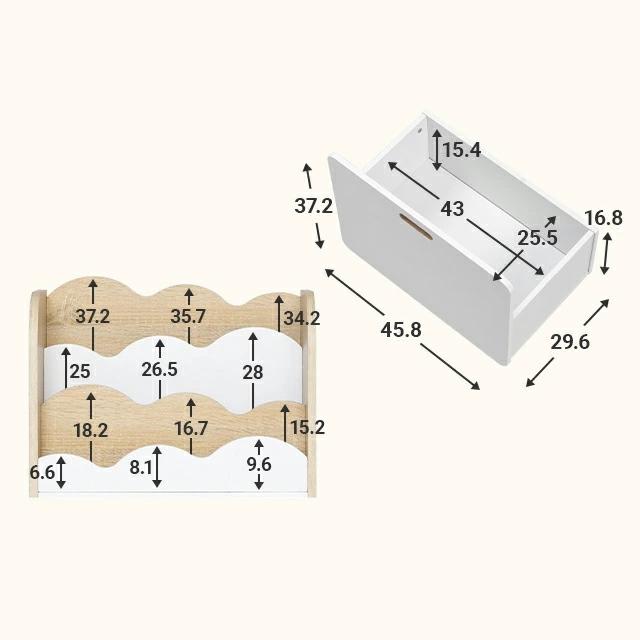 本棚 絵本棚 絵本ラック 大容量 ラック おしゃれ ワゴン 引出し キッズ 収納 ディスプレイラック 収納家具 収納棚 棚 チェスト シェルフ 子供部屋 木目調 | MODERN DECO | 05